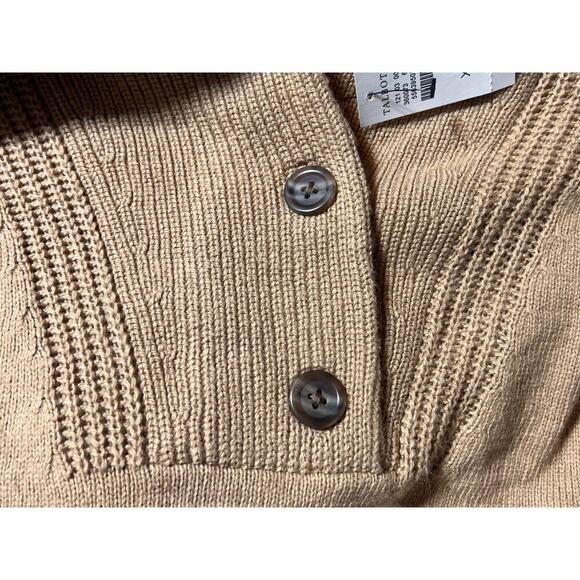 NWT Talbots Knit Sweater Camel with White Stripe XS Shawl Neck Cotton Miix - Picture 5 of 6
